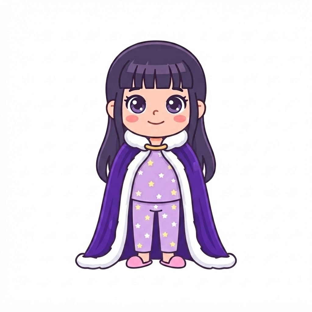 Image: Add ONLY a long royal purple velvet cape with whit