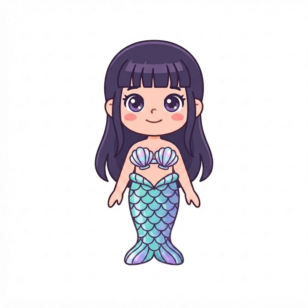 Image: Change ONLY her clothes to a mermaid outfit: a shi