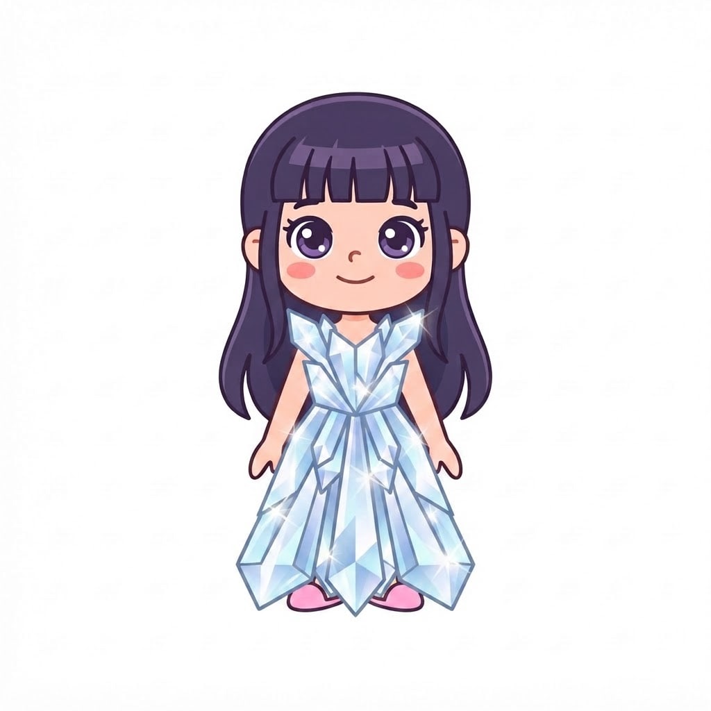 Image: Change ONLY her clothes to a crystal dress: a gown