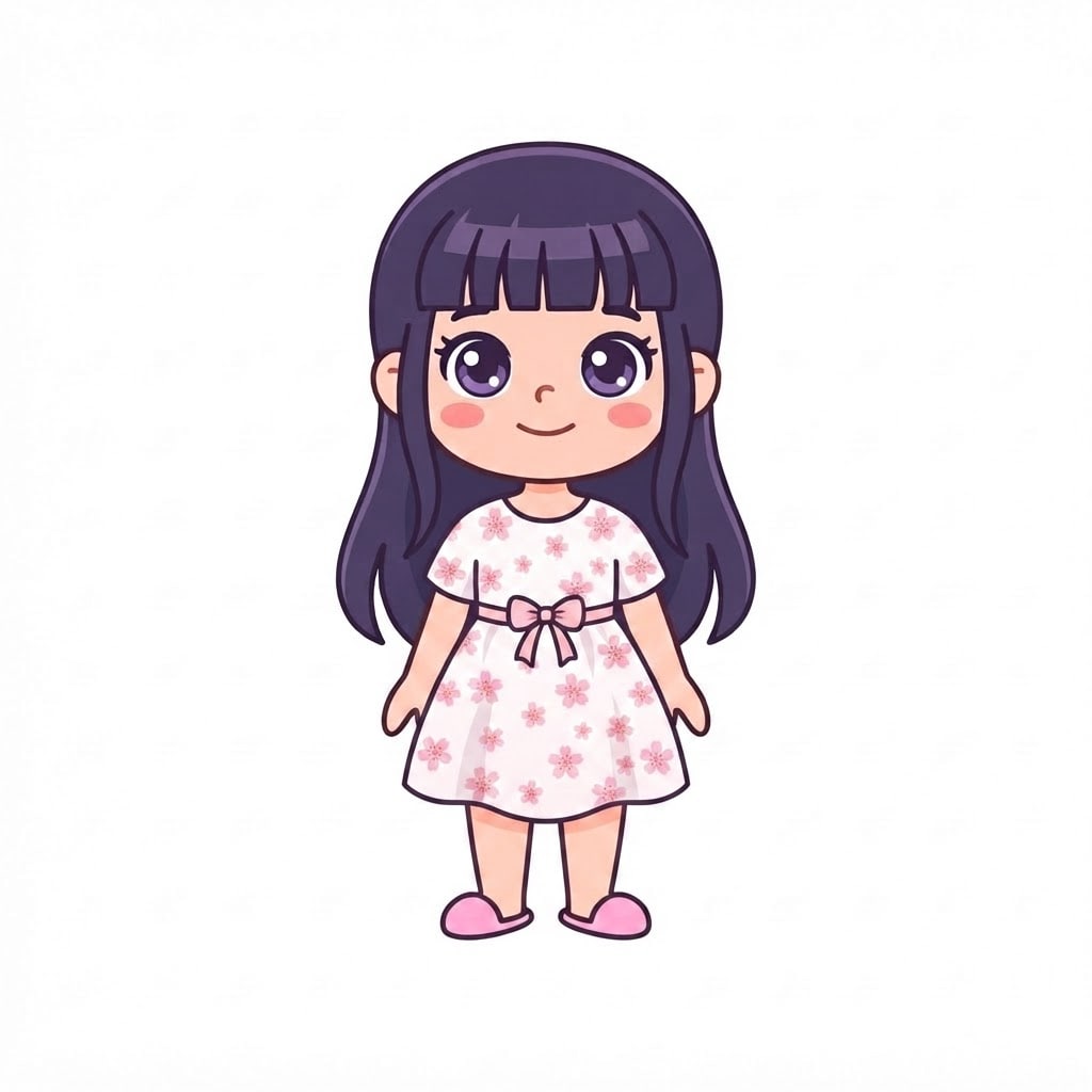 Image: Change ONLY her clothes to a cherry blossom dress: