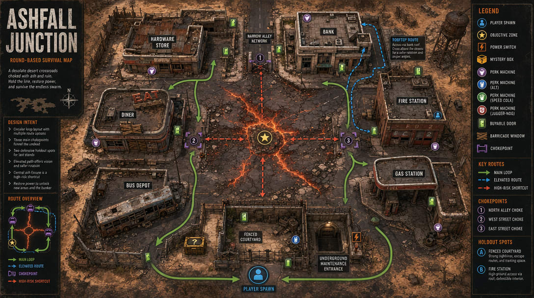 Ashfall Junction Zombie Map Concept