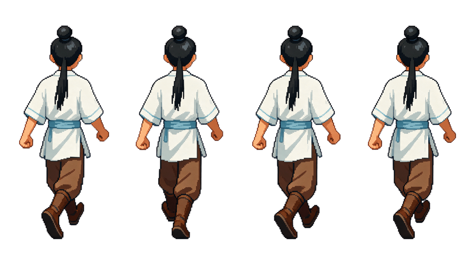 Wuxia Disciple Walk Up 4-Frame Reference Sheet