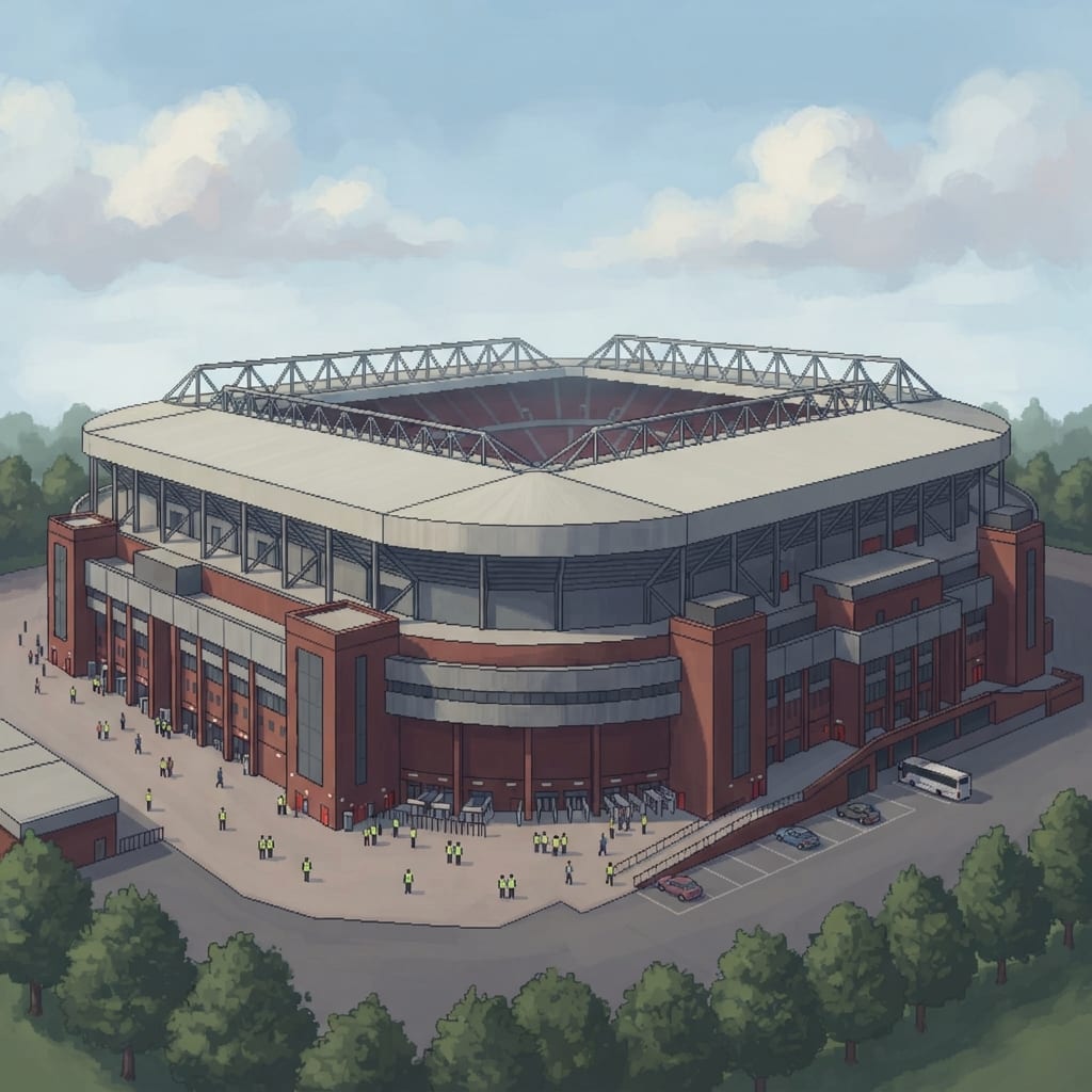 Image: large football stadium bowl exterior, full continu