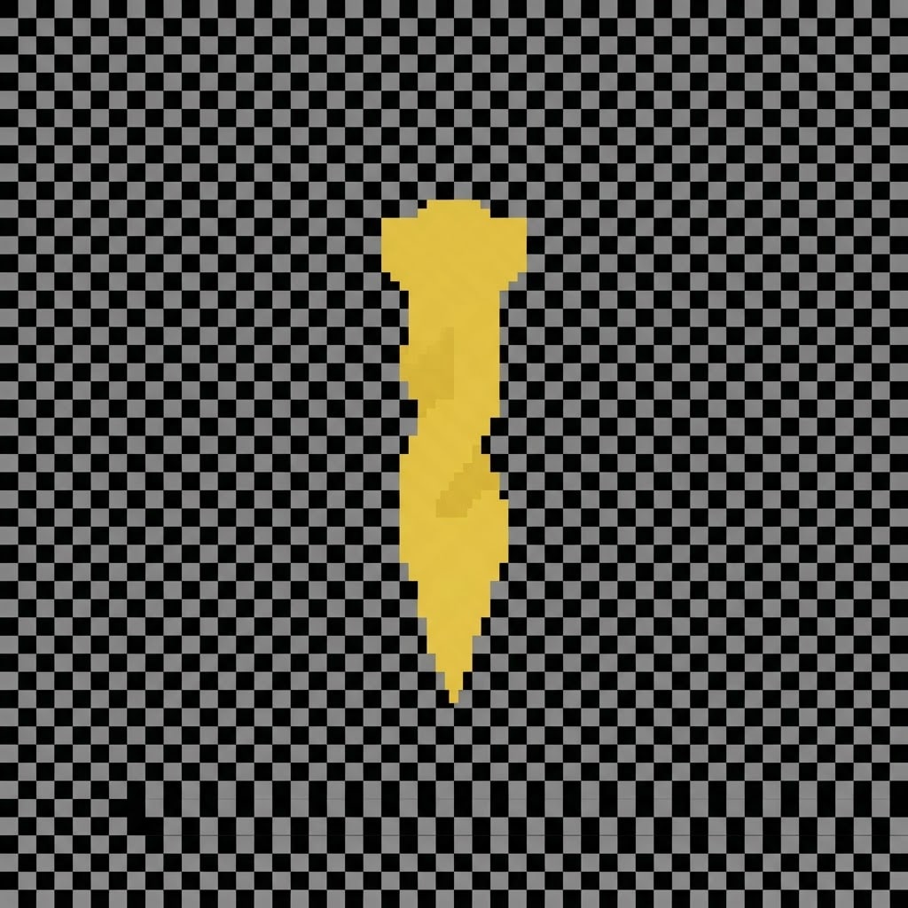 Image: A minimalist 2D pixel art game sprite of a small p