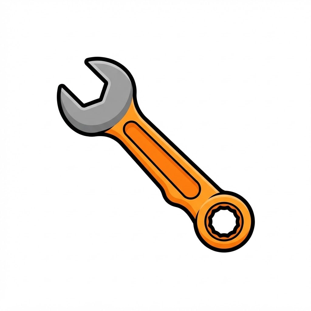 Image: A single wrench tool icon, flat vector-style illus