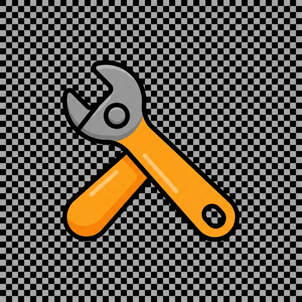 Image: A single wrench tool icon on a transparent backgro