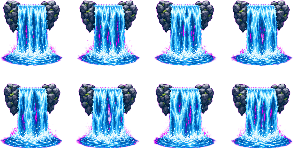 Pixel Waterfall Loop Sprite Sheet