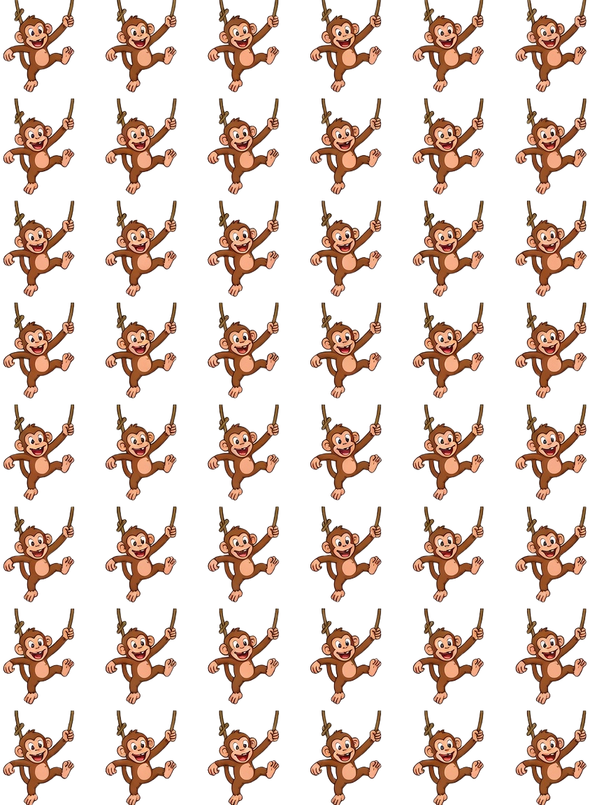Cartoon Monkey Vine Swing Sprite Sheet 48 Frames