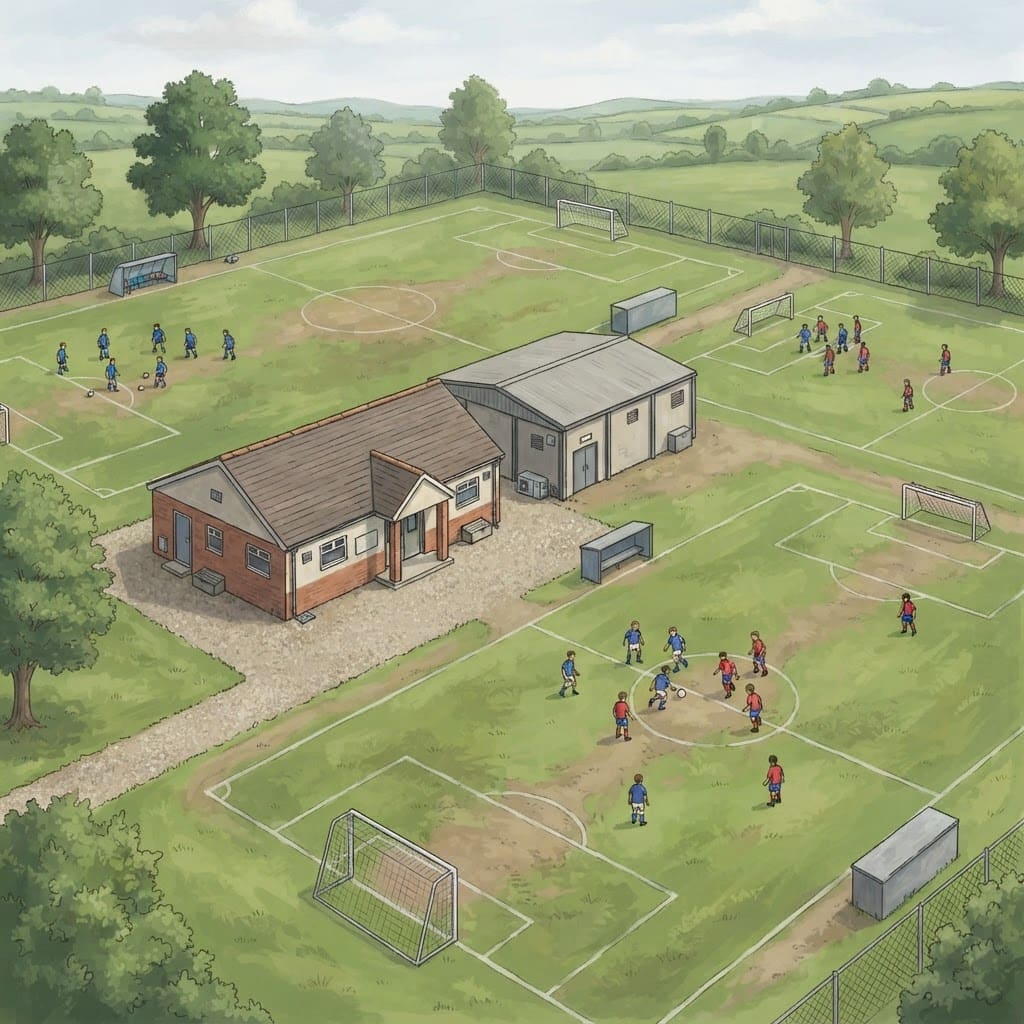 Image: youth football academy campus buildings and pitche