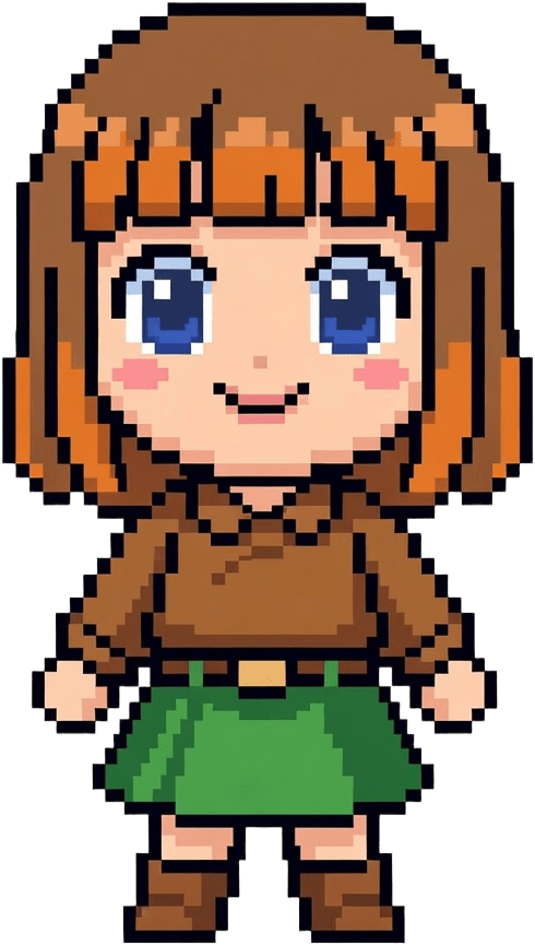 Heroine pixel-art front sprite