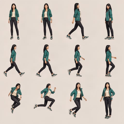 Asian Woman Sprite Sheet
