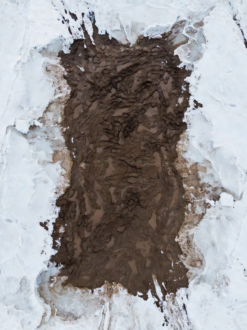 Large Angled Mud Arena in Snow