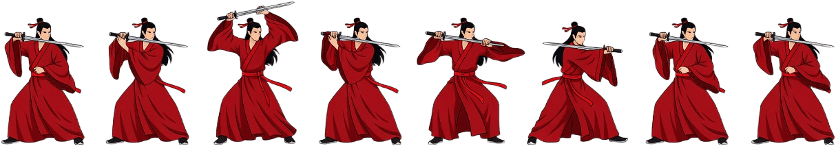 Wuxia Swordsman Slash Animation Sheet