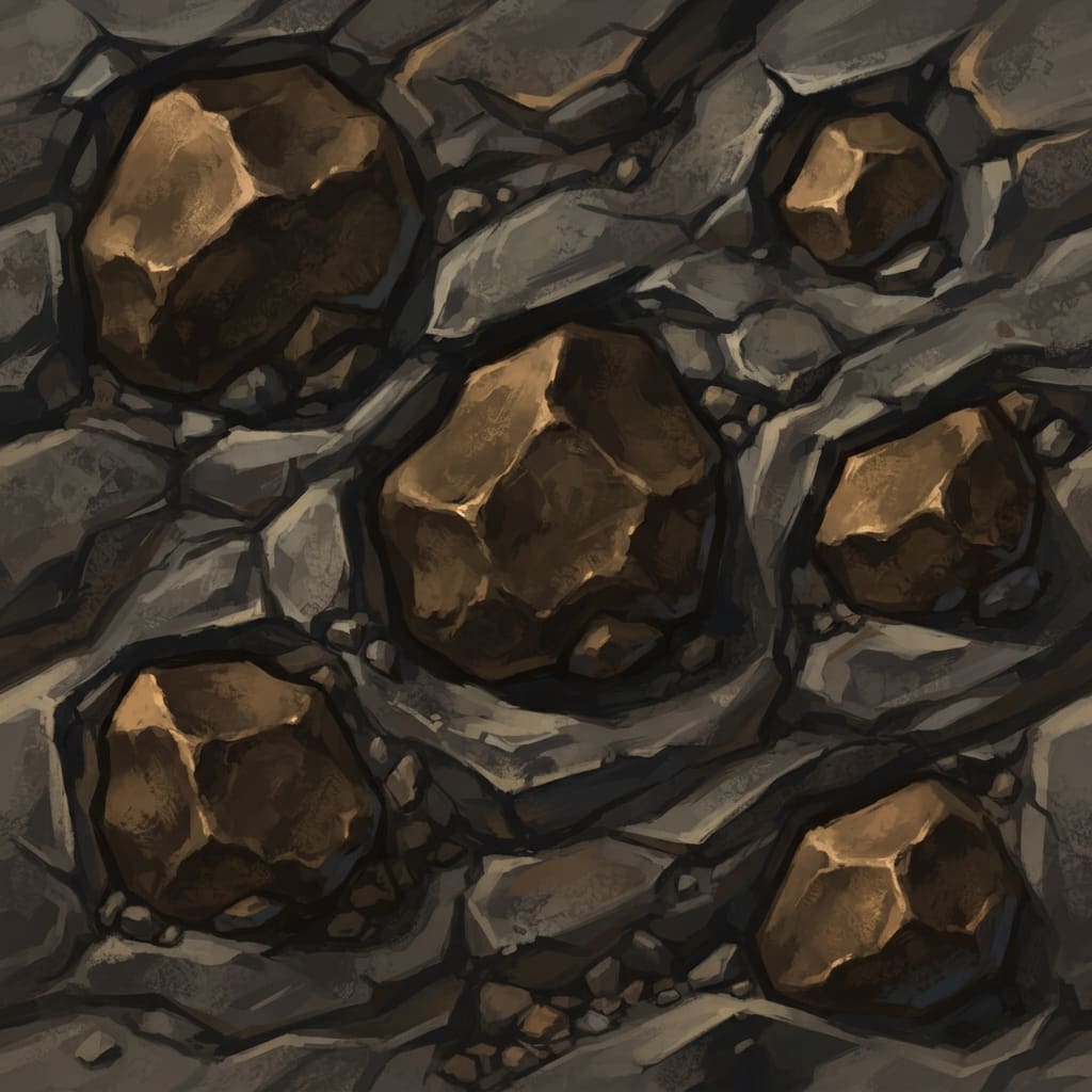 Image: Stylised hand-painted 2D game tile art, NOT photor