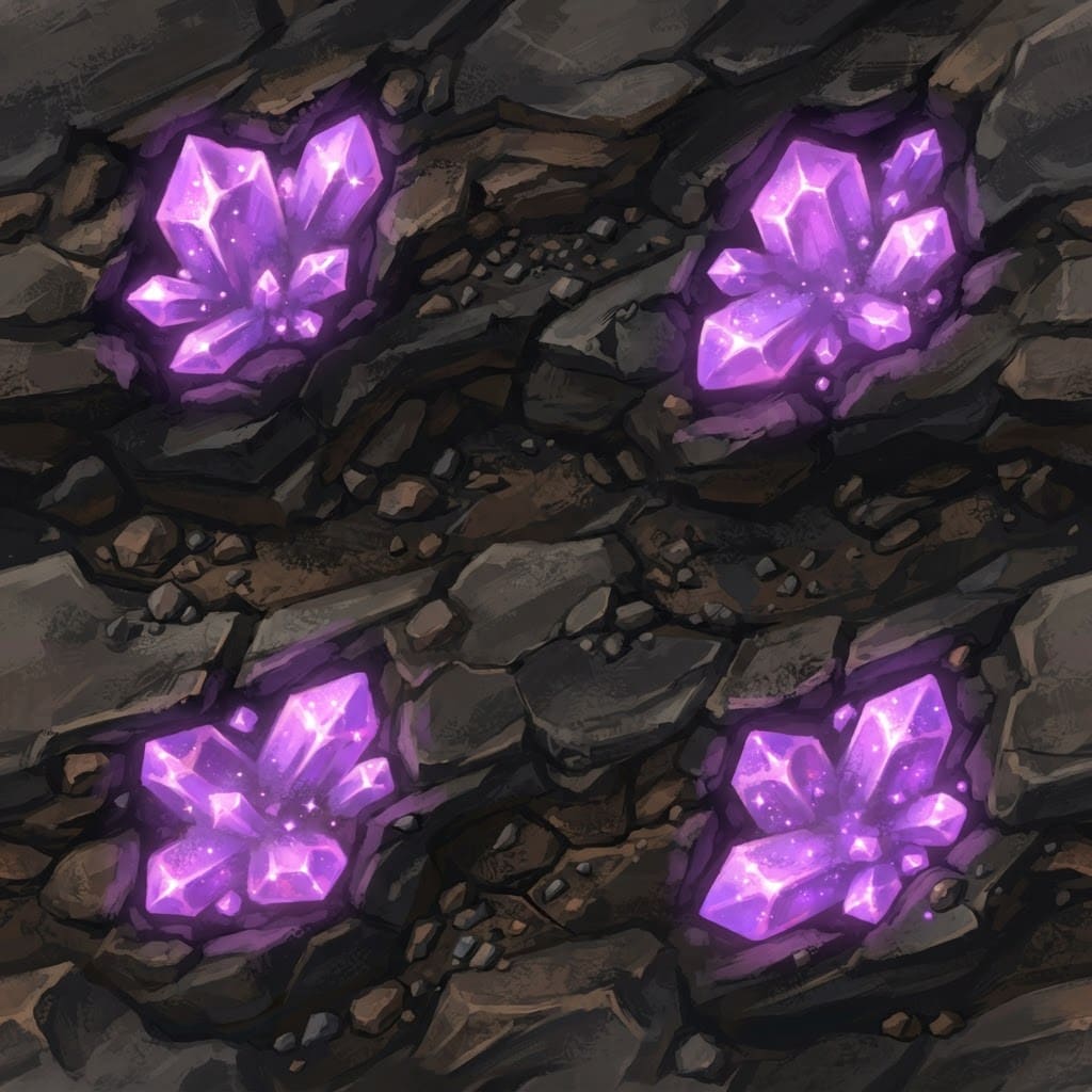 Image: Stylised hand-painted 2D game tile art, NOT photor