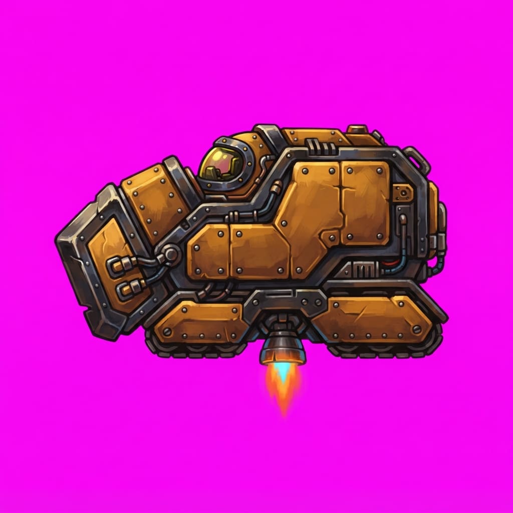 Image: 2D game sprite on a SOLID PURE MAGENTA #FF00FF BAC