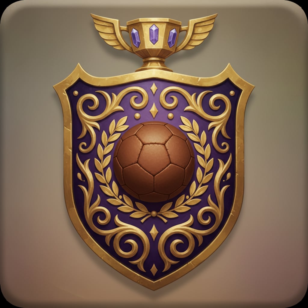 Image: super cup shield trophy icon, ornate gold and purp