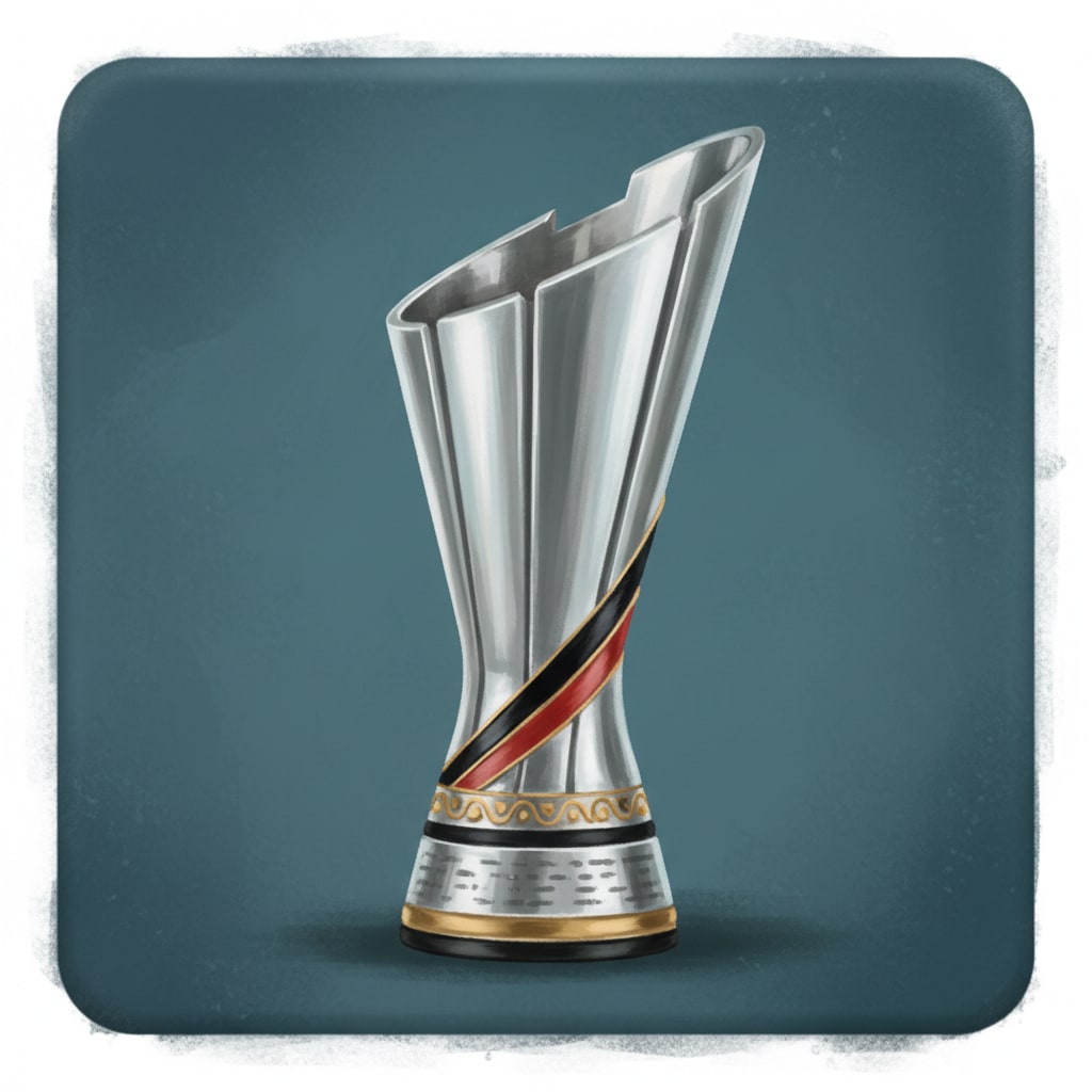 Image: German Supercup style modern football trophy, silv