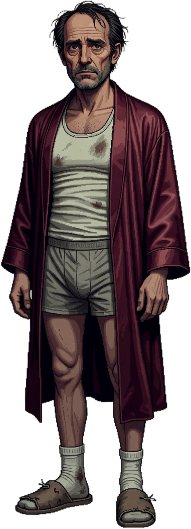 Hero Pixel Art Sprite - Disheveled Man in Burgundy Robe