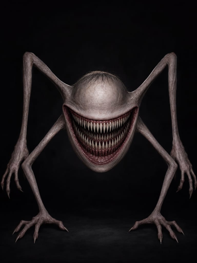 Four-Armed Smiling Head Horror Creature