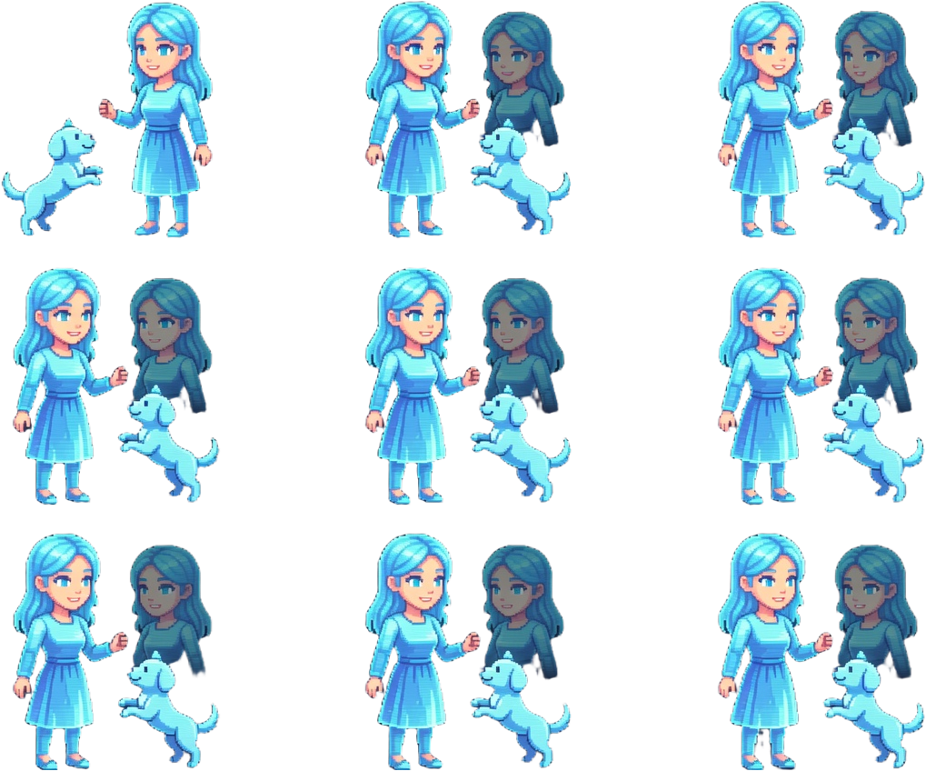Cyan Hologram Girl One Dog Sprite Sheet Fixed