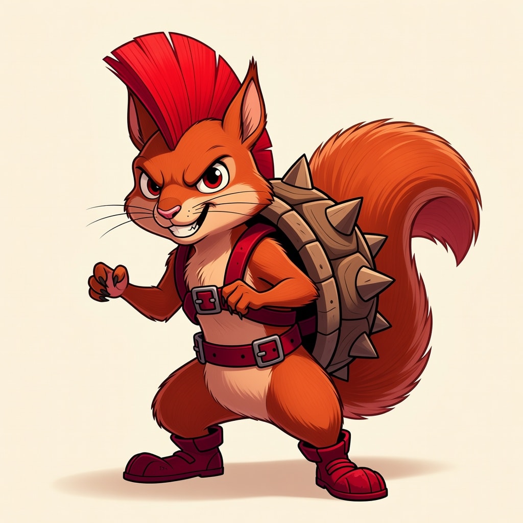 Red Mohawk Spiked-Shell Squirrel