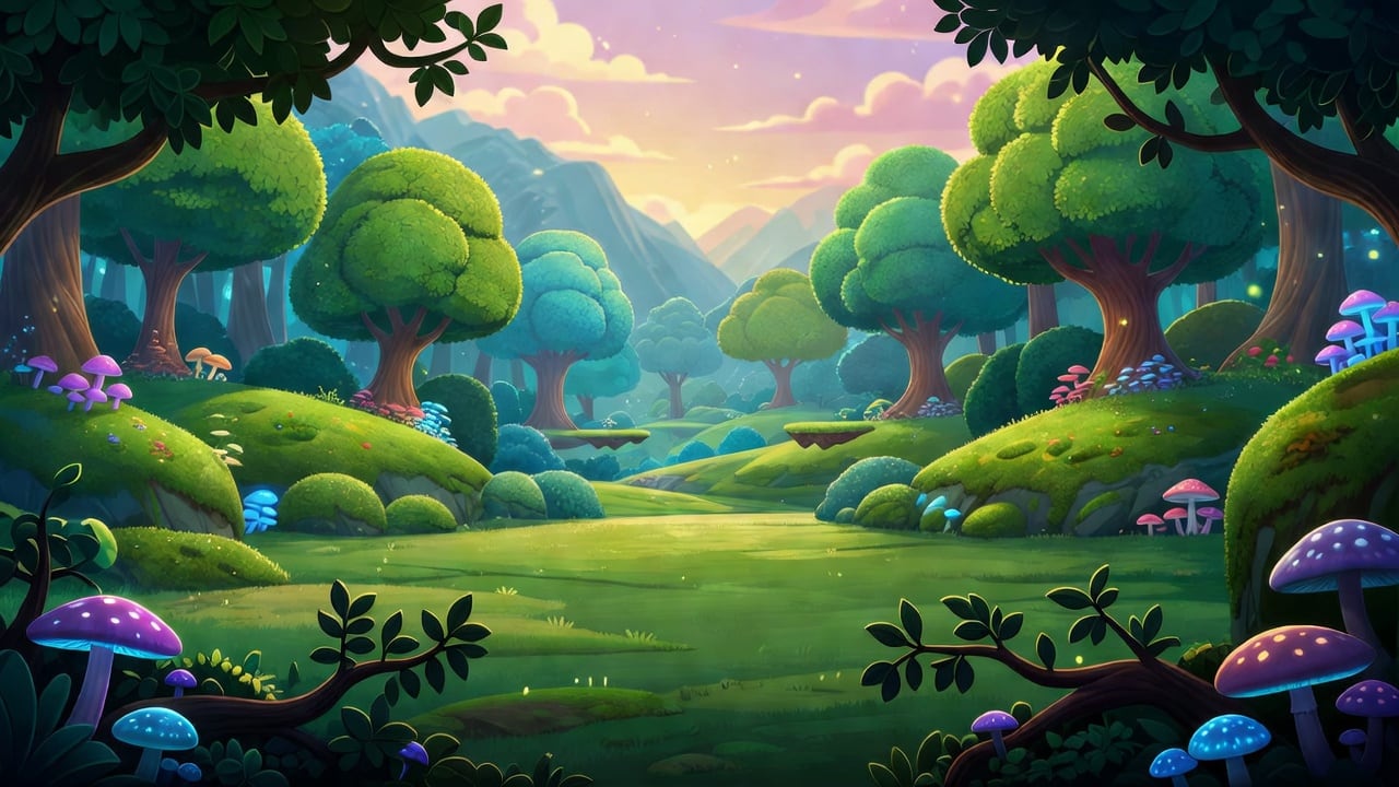 Whimsical Fantasy Forest Parallax Background