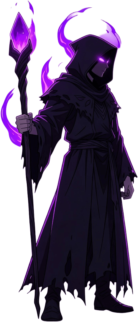 Stylized Anime Necromancer with Neon Purple Aura