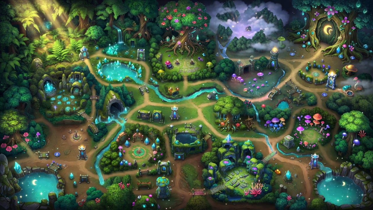 Koumo Ten-Lane Forest Map with Enemy Towers