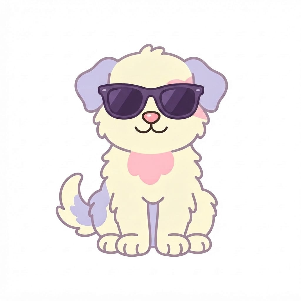 Image: Add a pair of dark purple sunglasses on this puppy