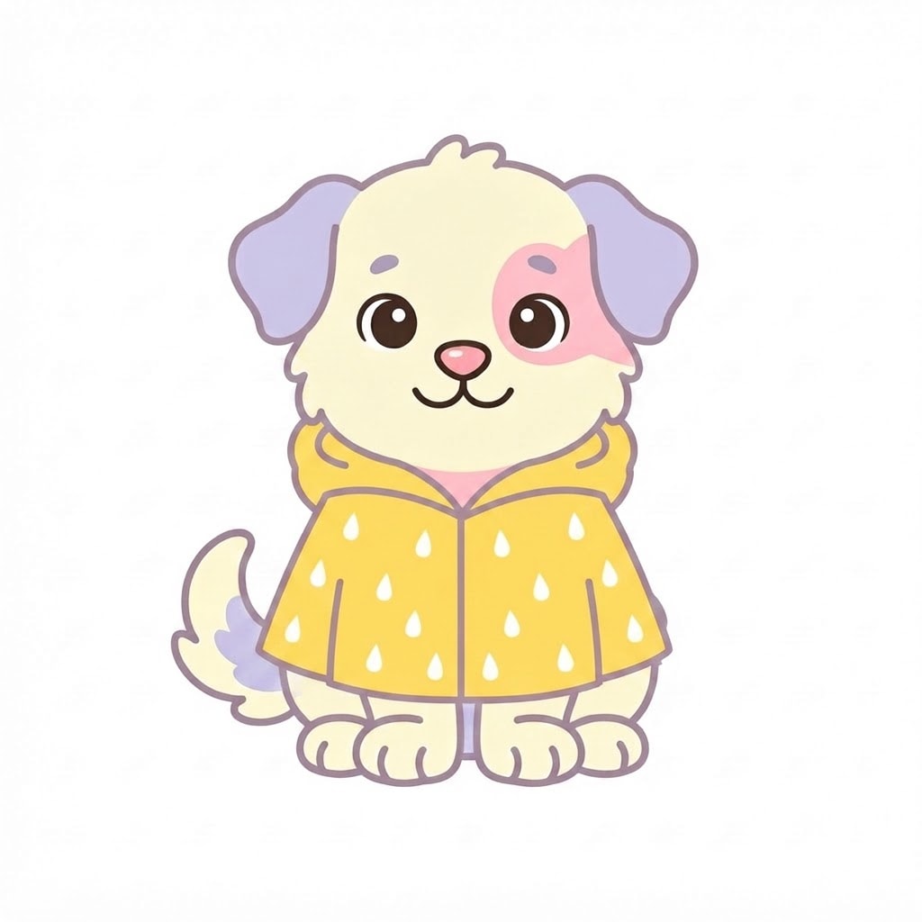 Image: Add a bright yellow hooded raincoat on this puppy'
