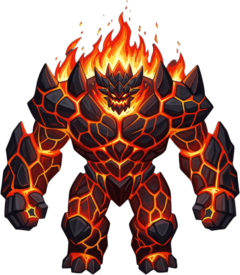 Fire Golem Top-Down Sprite