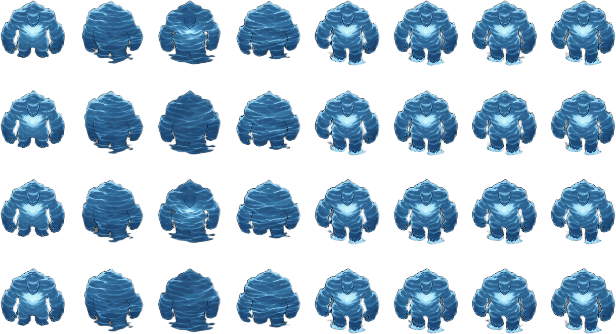 Water Golem Top-Down Sprite Sheet