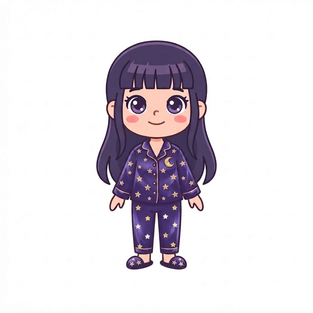 Image: Change this girl's outfit to a luxurious silk pyja