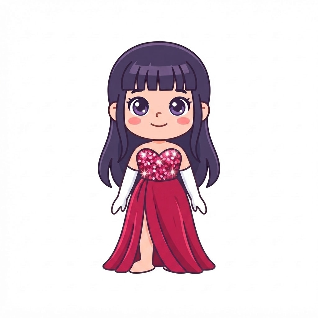 Image: Change this girl's outfit to a red-carpet gown: a
