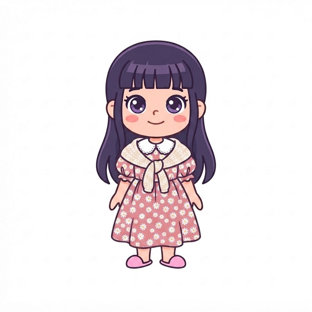 Image: Change this girl's outfit to a granny-style floral