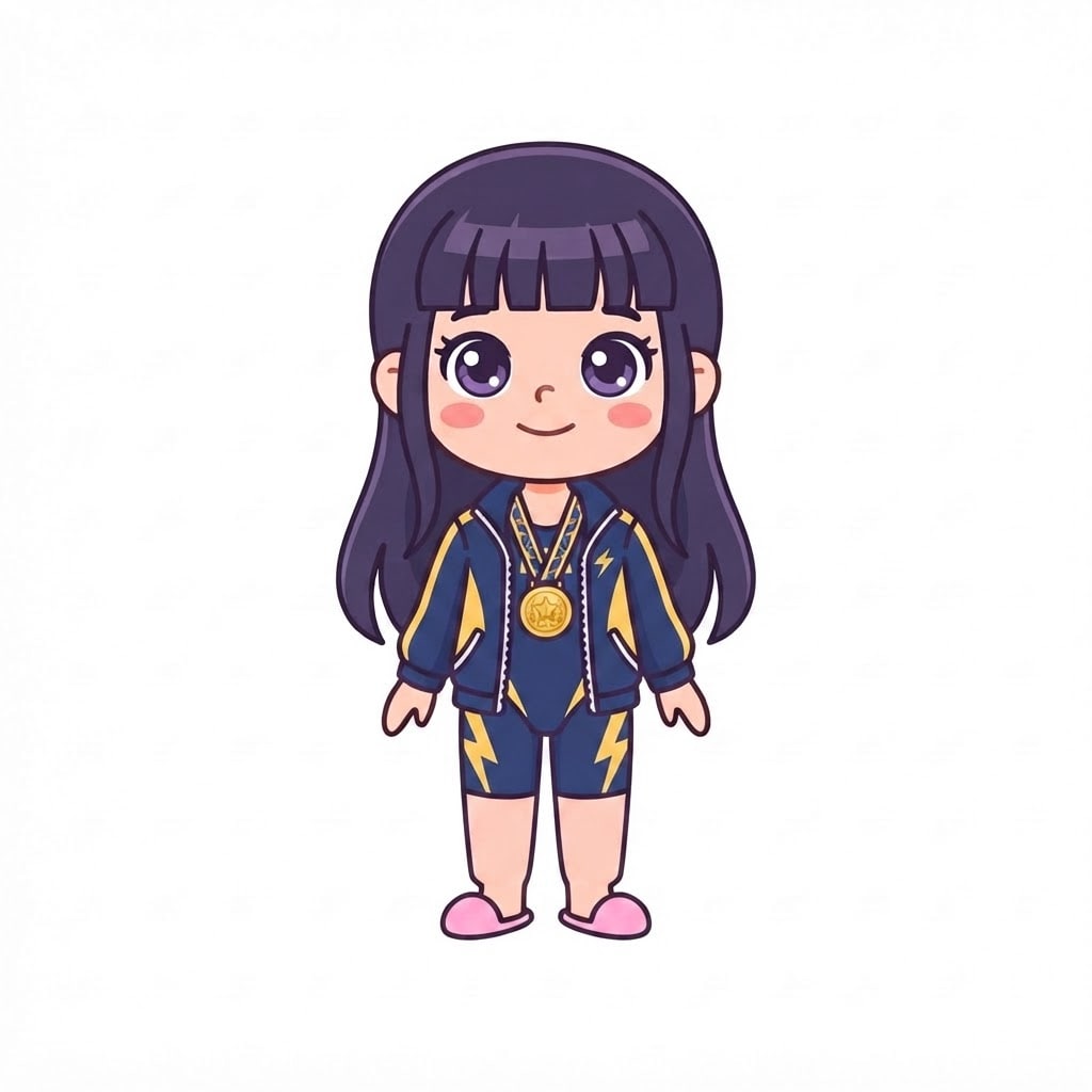 Image: Change this girl's outfit to a competitive swim te