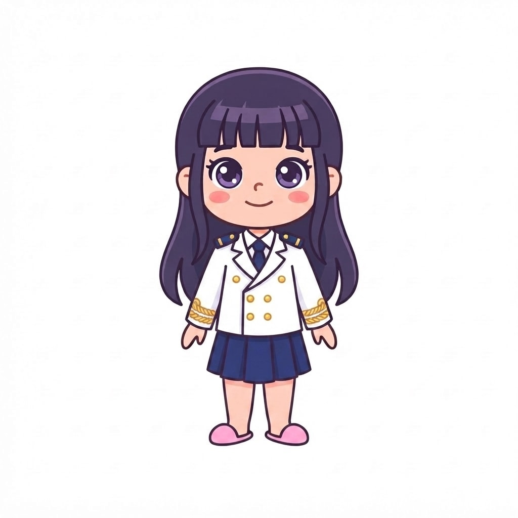 Image: Change this girl's outfit to a boat captain outfit