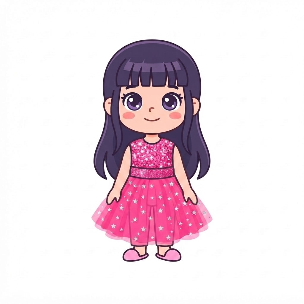 Image: Change this girl's outfit to a sparkling party dre