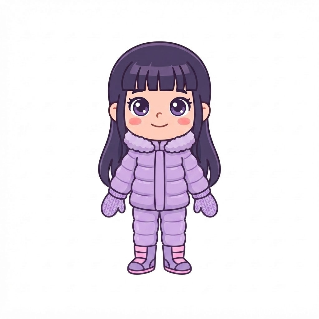 Image: Change this girl's outfit to a snow coat outfit: a