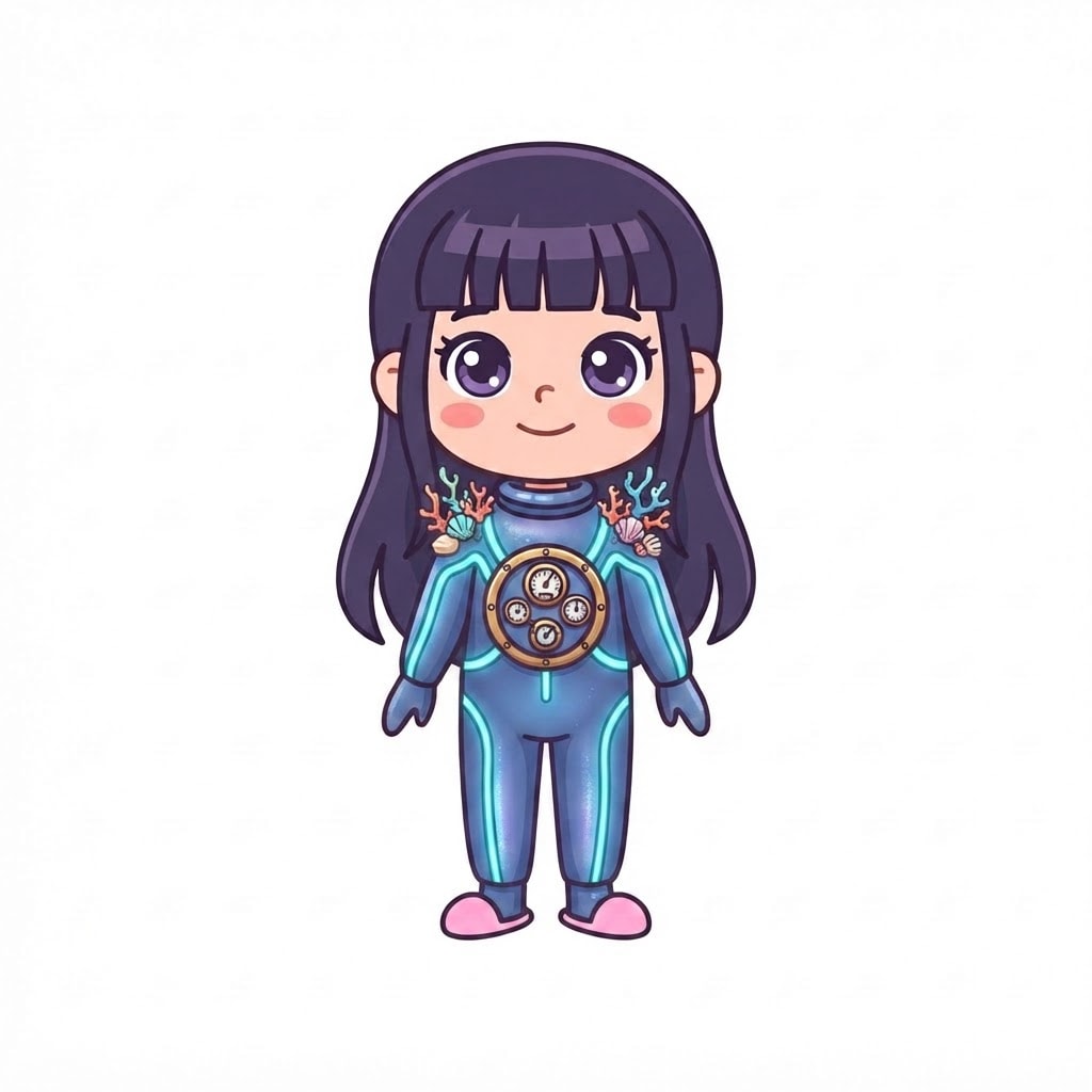 Image: Change this girl's outfit to a deep-sea explorer s