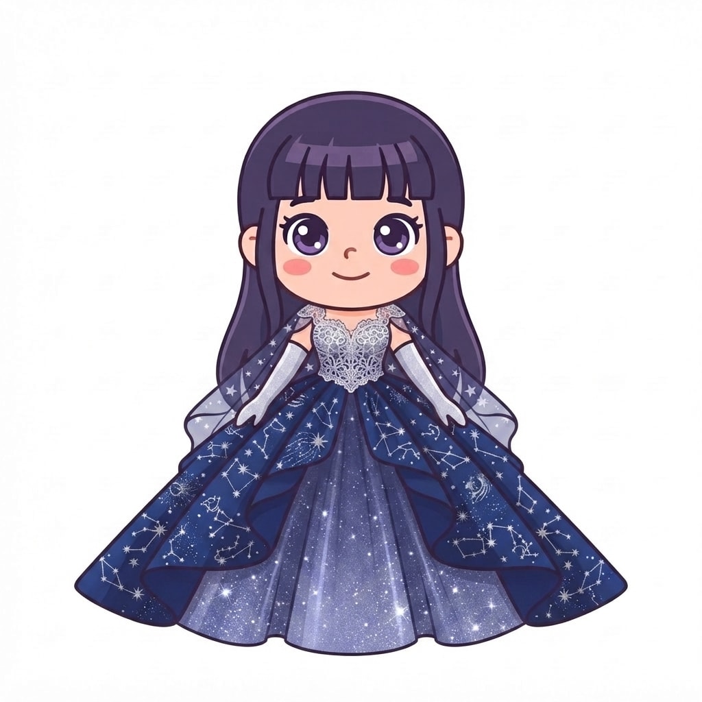 Image: Change this girl's outfit to a grand ball gown: a
