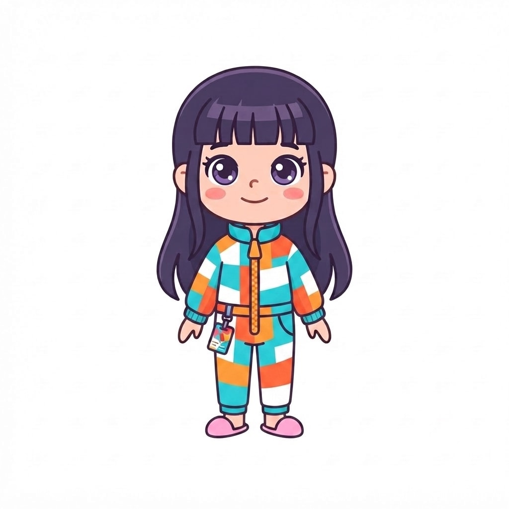 Image: Change this girl's outfit to a colourful ski suit: