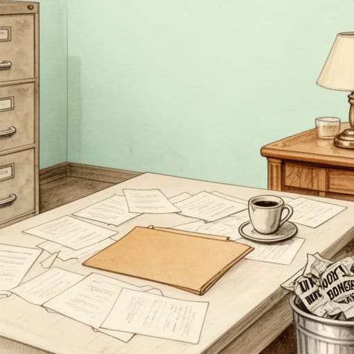 Ink Wash Office Scene