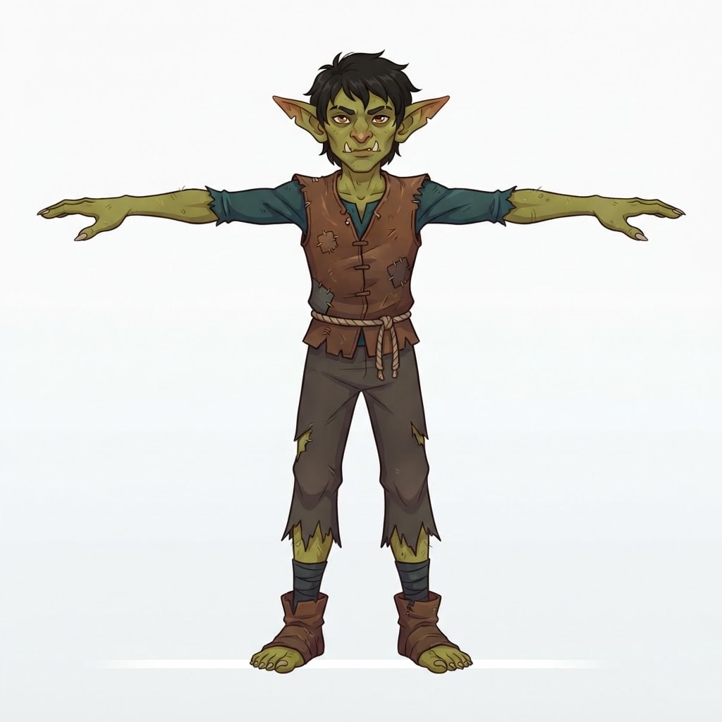 Image: Full-body game-character reference for a Bramble G