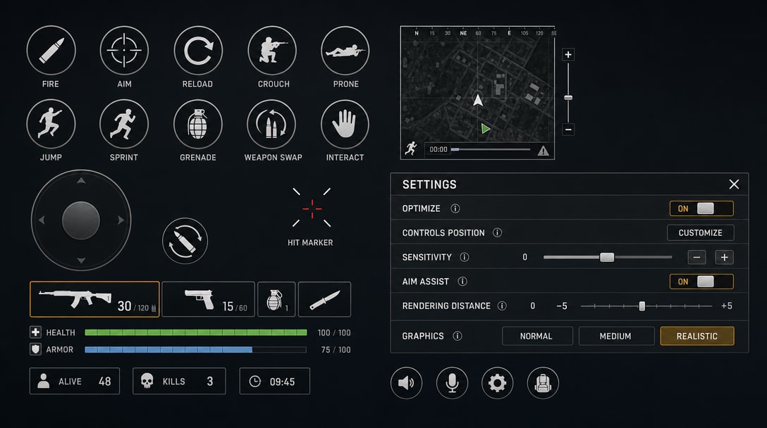 Realistic Military Mobile FPS HUD Sheet