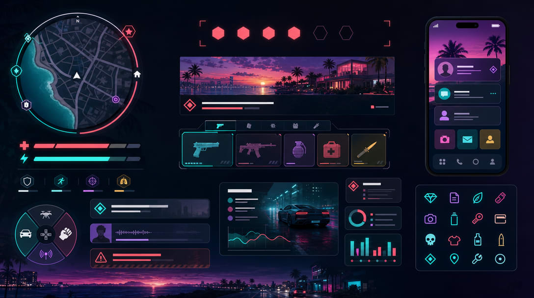 Neon Open-World UI Moodboard