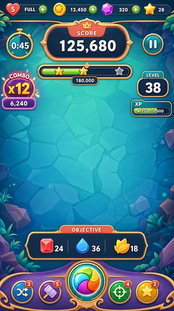 Ultimate Casual Gameplay HUD Screen