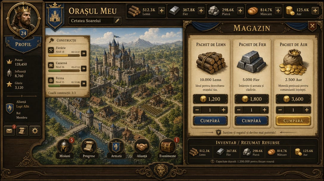 Medieval Fantasy City HUD Mockup