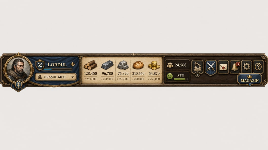 Medieval Fantasy Strategy Top HUD Bar